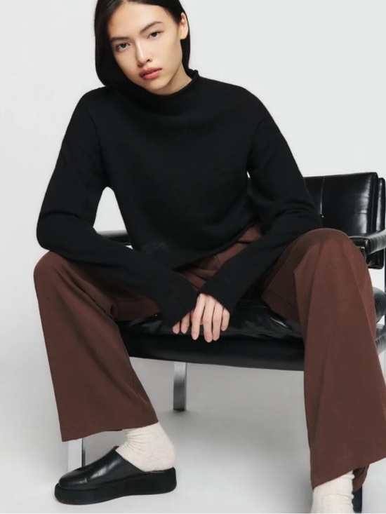 Reformation Tops - Reformation Black Cashmere Cropped Mock Neck Sweater Top Small Women's